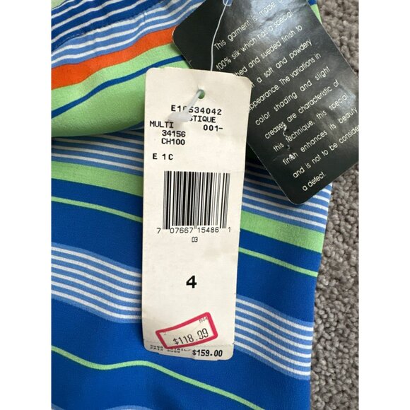 Lauren Ralph Lauren Women 100% Silk Multicolor Striped Wide-Leg Pants Size 4 NWT - Picture 3 of 4